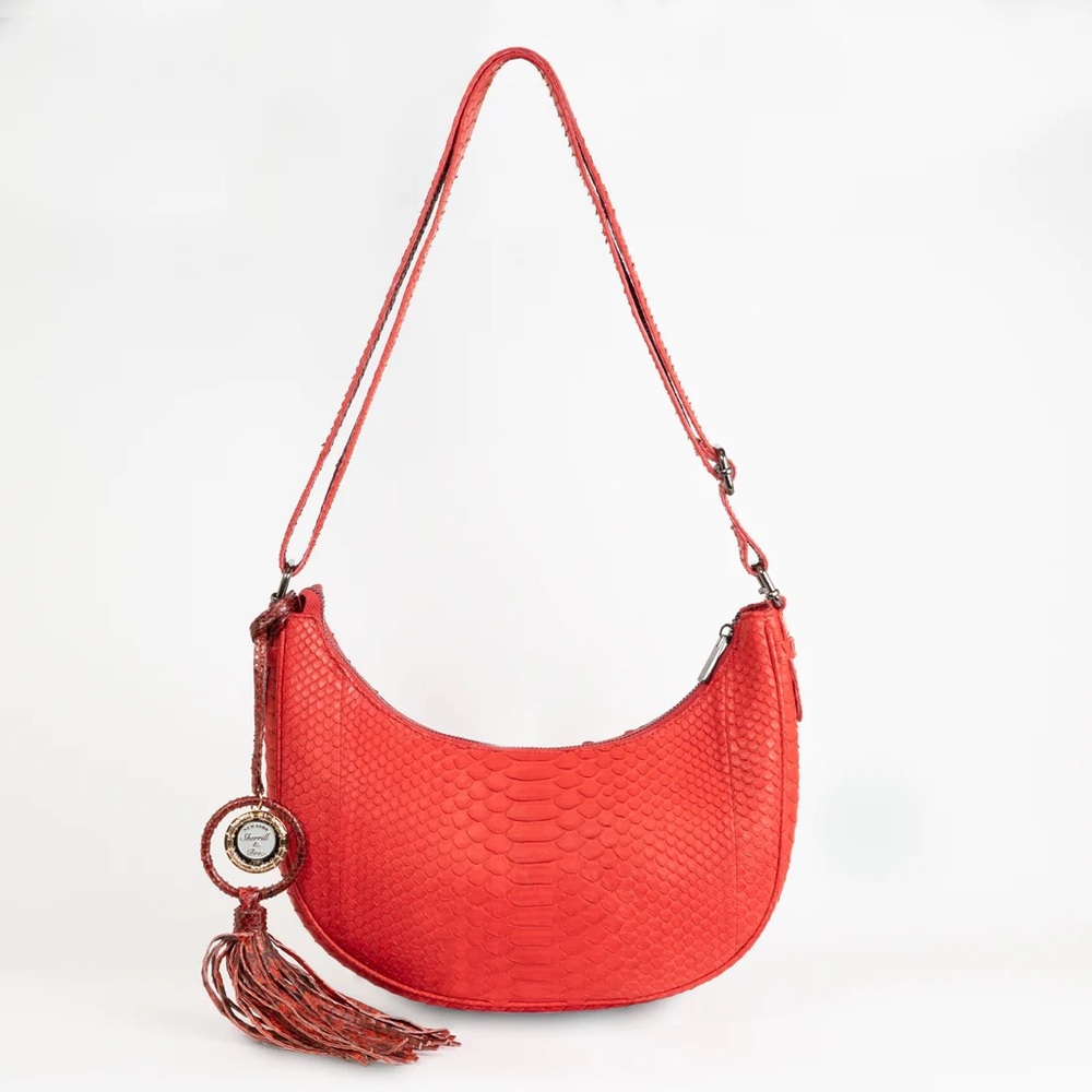 279. NWT WOMENS SHERRILL & BROTHERS JOELLE GENUINE PYTHON CRESCENT BAG